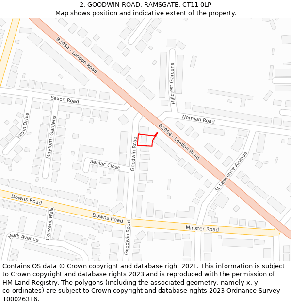 2, GOODWIN ROAD, RAMSGATE, CT11 0LP: Location map and indicative extent of plot