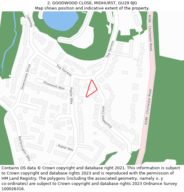 2, GOODWOOD CLOSE, MIDHURST, GU29 9JG: Location map and indicative extent of plot