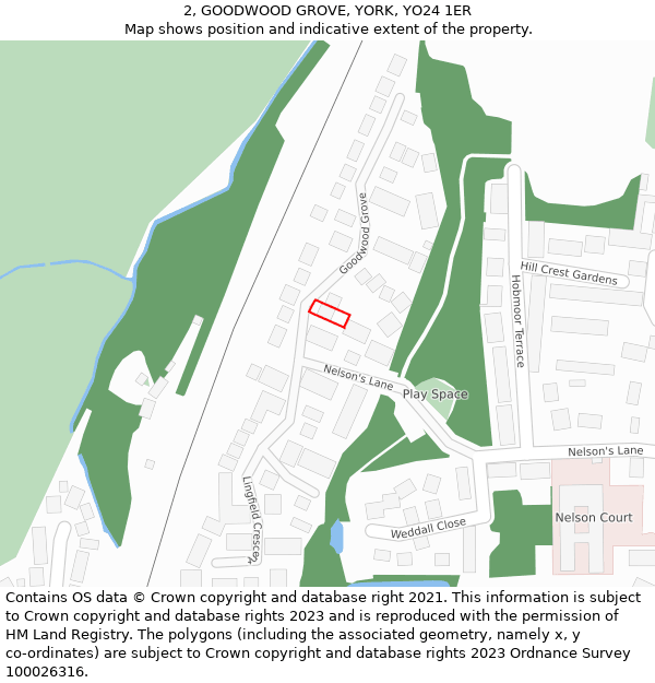 2, GOODWOOD GROVE, YORK, YO24 1ER: Location map and indicative extent of plot