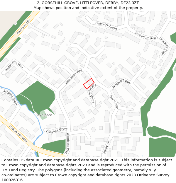 2, GORSEHILL GROVE, LITTLEOVER, DERBY, DE23 3ZE: Location map and indicative extent of plot