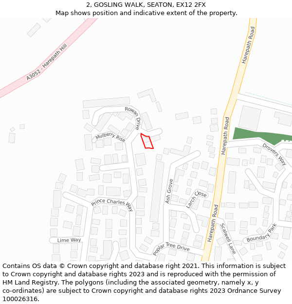 2, GOSLING WALK, SEATON, EX12 2FX: Location map and indicative extent of plot
