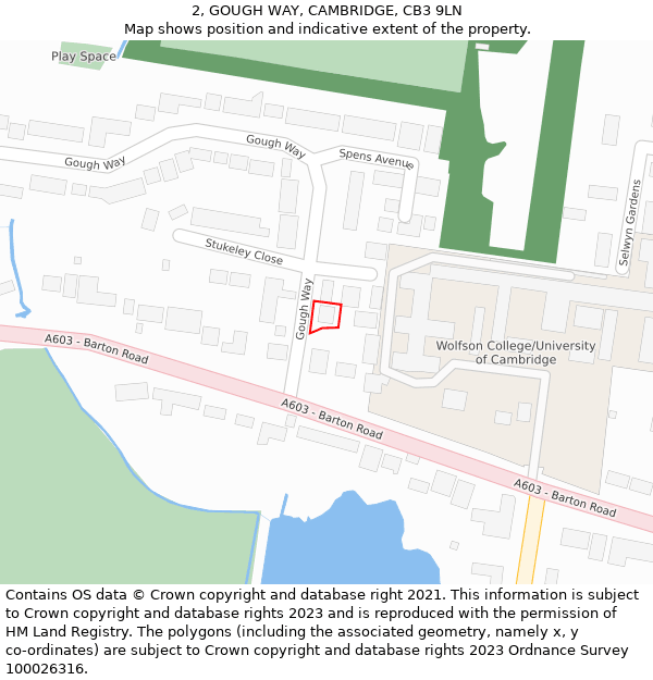 2, GOUGH WAY, CAMBRIDGE, CB3 9LN: Location map and indicative extent of plot