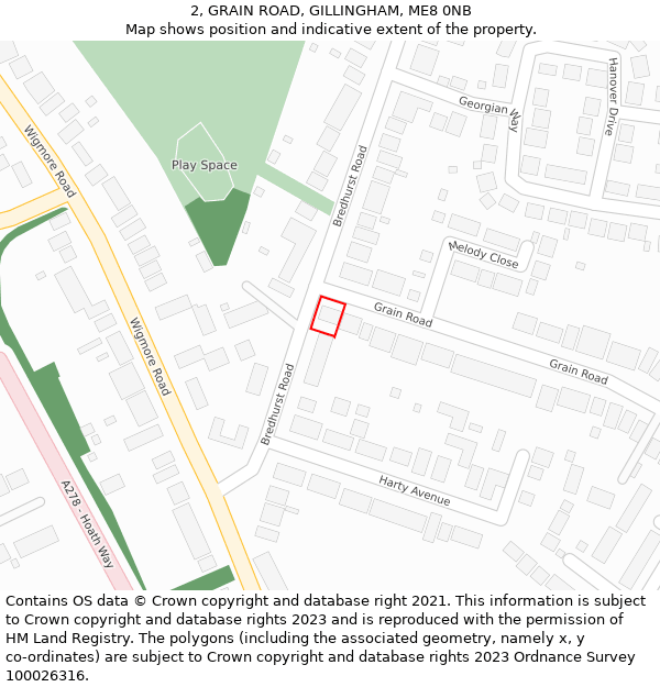 2, GRAIN ROAD, GILLINGHAM, ME8 0NB: Location map and indicative extent of plot