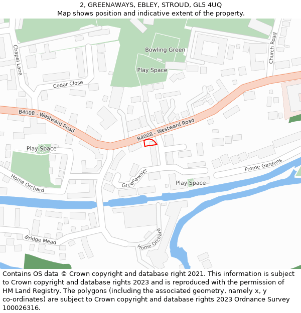 2, GREENAWAYS, EBLEY, STROUD, GL5 4UQ: Location map and indicative extent of plot