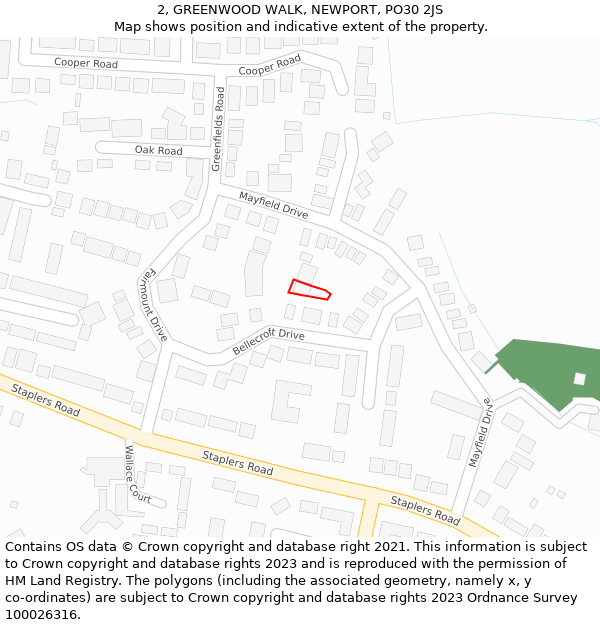 2, GREENWOOD WALK, NEWPORT, PO30 2JS: Location map and indicative extent of plot