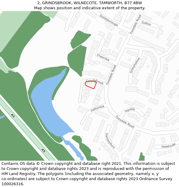 2, GRINDSBROOK, WILNECOTE, TAMWORTH, B77 4BW: Location map and indicative extent of plot