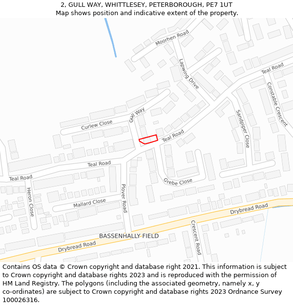 2, GULL WAY, WHITTLESEY, PETERBOROUGH, PE7 1UT: Location map and indicative extent of plot