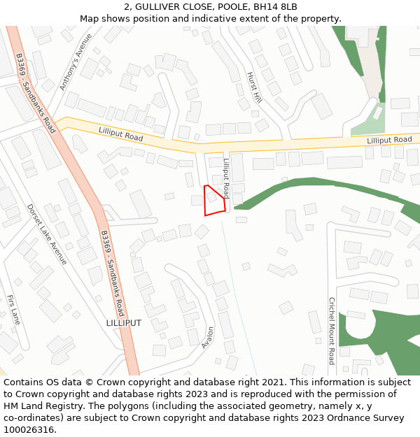 2, GULLIVER CLOSE, POOLE, BH14 8LB: Location map and indicative extent of plot