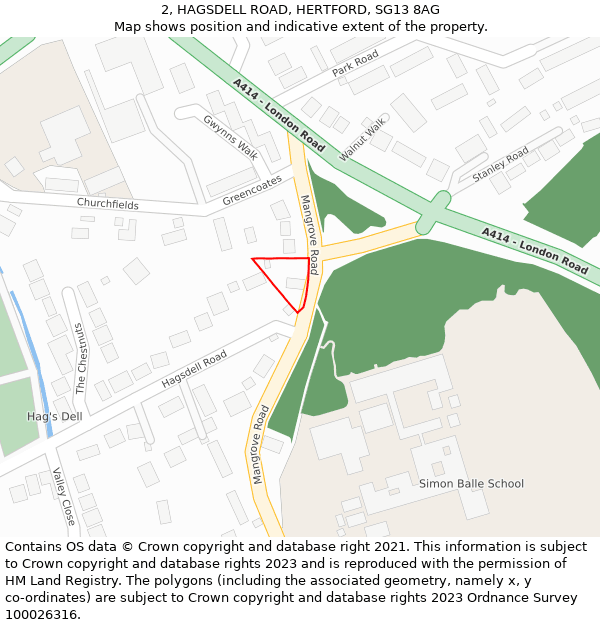 2, HAGSDELL ROAD, HERTFORD, SG13 8AG: Location map and indicative extent of plot