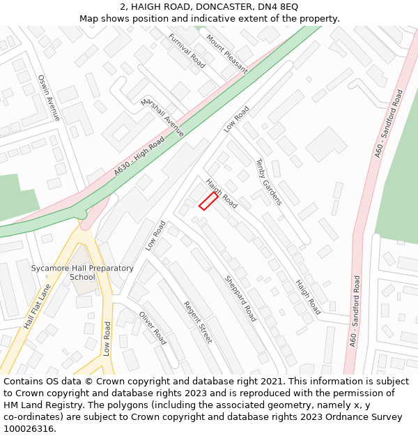 2, HAIGH ROAD, DONCASTER, DN4 8EQ: Location map and indicative extent of plot