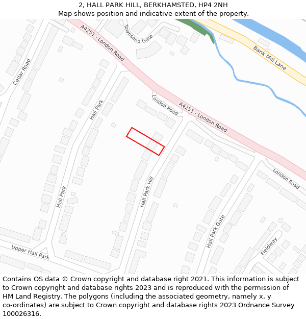 2, HALL PARK HILL, BERKHAMSTED, HP4 2NH: Location map and indicative extent of plot