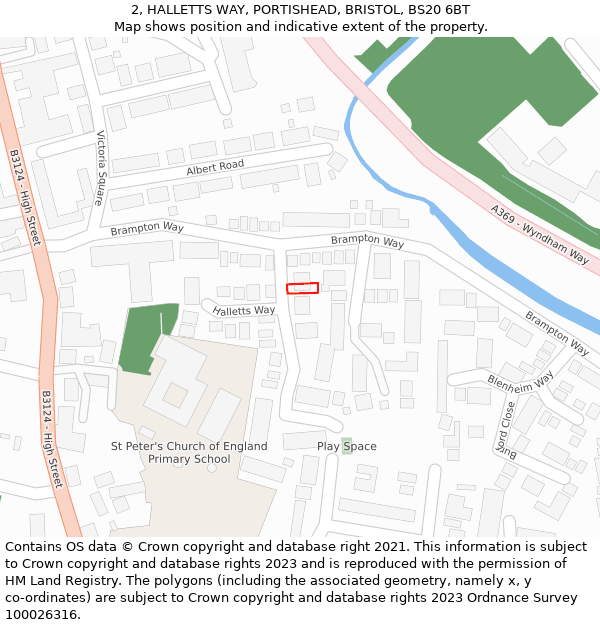 2, HALLETTS WAY, PORTISHEAD, BRISTOL, BS20 6BT: Location map and indicative extent of plot