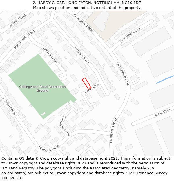 2, HARDY CLOSE, LONG EATON, NOTTINGHAM, NG10 1DZ: Location map and indicative extent of plot