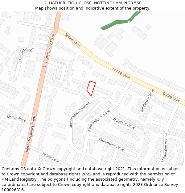 2, HATHERLEIGH CLOSE, NOTTINGHAM, NG3 5SF: Location map and indicative extent of plot