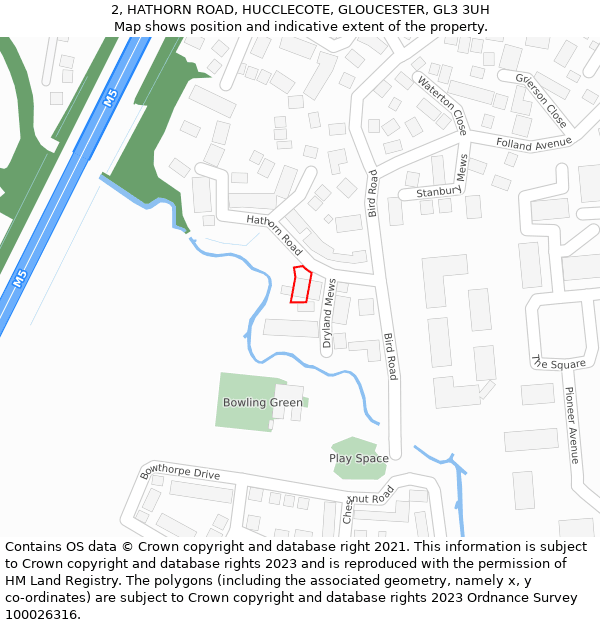 2, HATHORN ROAD, HUCCLECOTE, GLOUCESTER, GL3 3UH: Location map and indicative extent of plot