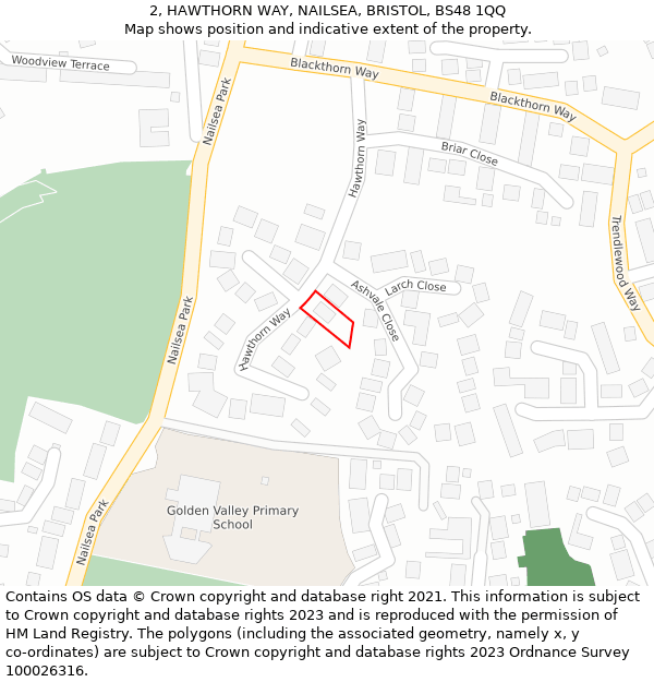 2, HAWTHORN WAY, NAILSEA, BRISTOL, BS48 1QQ: Location map and indicative extent of plot