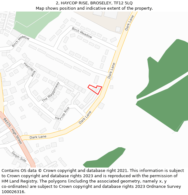 2, HAYCOP RISE, BROSELEY, TF12 5LQ: Location map and indicative extent of plot