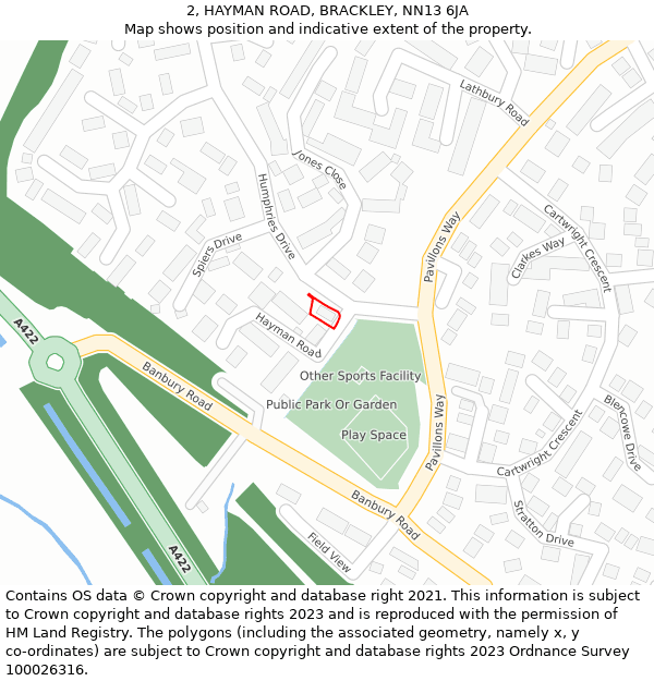 2, HAYMAN ROAD, BRACKLEY, NN13 6JA: Location map and indicative extent of plot
