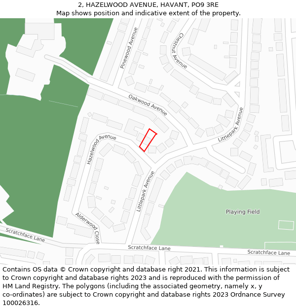 2, HAZELWOOD AVENUE, HAVANT, PO9 3RE: Location map and indicative extent of plot