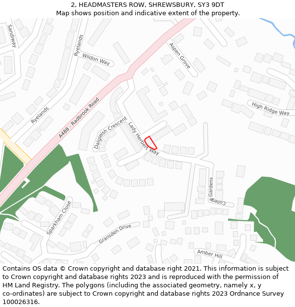 2, HEADMASTERS ROW, SHREWSBURY, SY3 9DT: Location map and indicative extent of plot