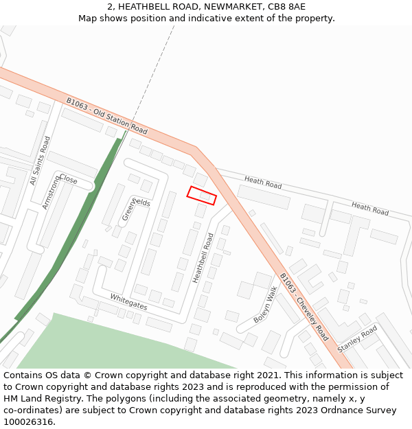 2, HEATHBELL ROAD, NEWMARKET, CB8 8AE: Location map and indicative extent of plot