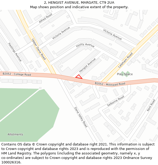 2, HENGIST AVENUE, MARGATE, CT9 2UA: Location map and indicative extent of plot