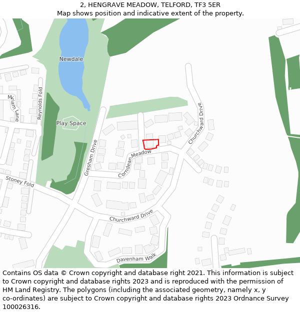 2, HENGRAVE MEADOW, TELFORD, TF3 5ER: Location map and indicative extent of plot