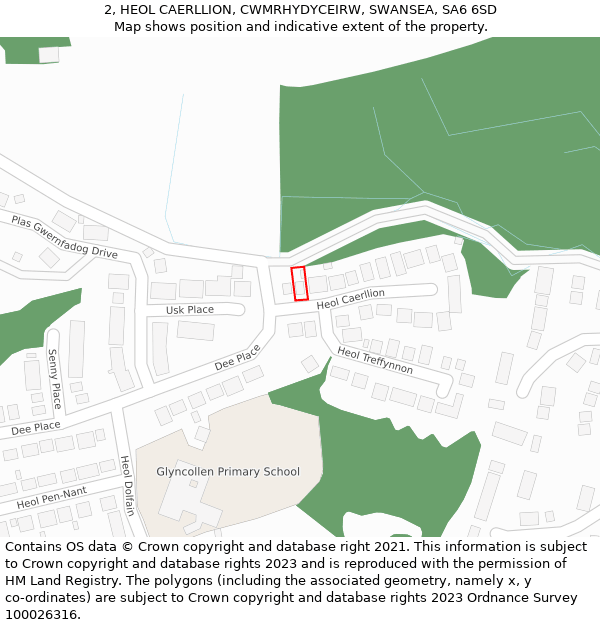 2, HEOL CAERLLION, CWMRHYDYCEIRW, SWANSEA, SA6 6SD: Location map and indicative extent of plot