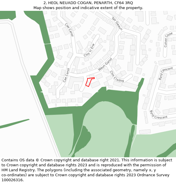 2, HEOL NEUADD COGAN, PENARTH, CF64 3RQ: Location map and indicative extent of plot