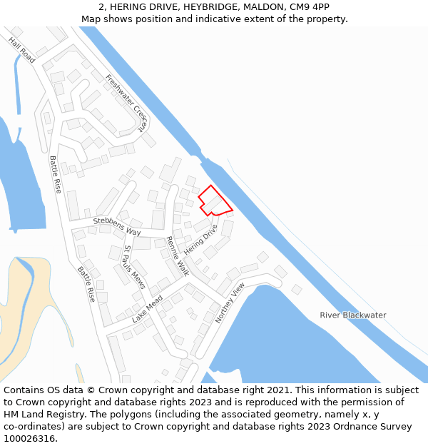 2, HERING DRIVE, HEYBRIDGE, MALDON, CM9 4PP: Location map and indicative extent of plot
