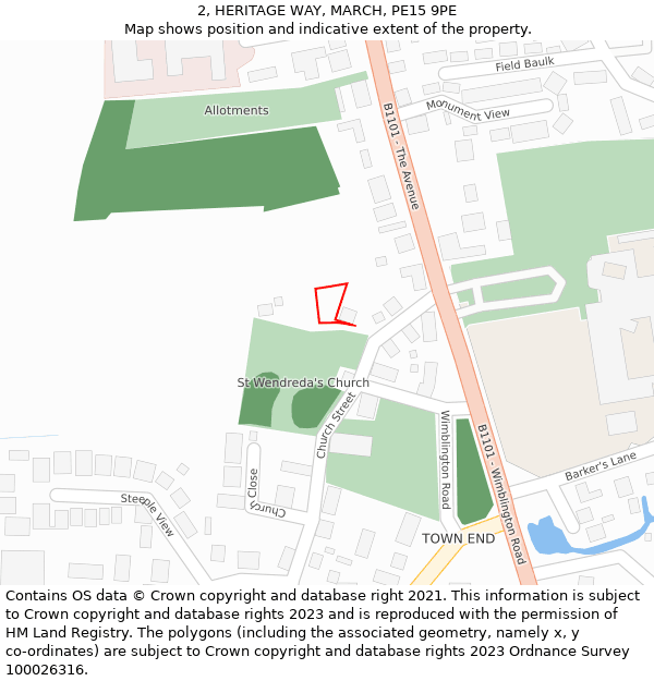 2, HERITAGE WAY, MARCH, PE15 9PE: Location map and indicative extent of plot