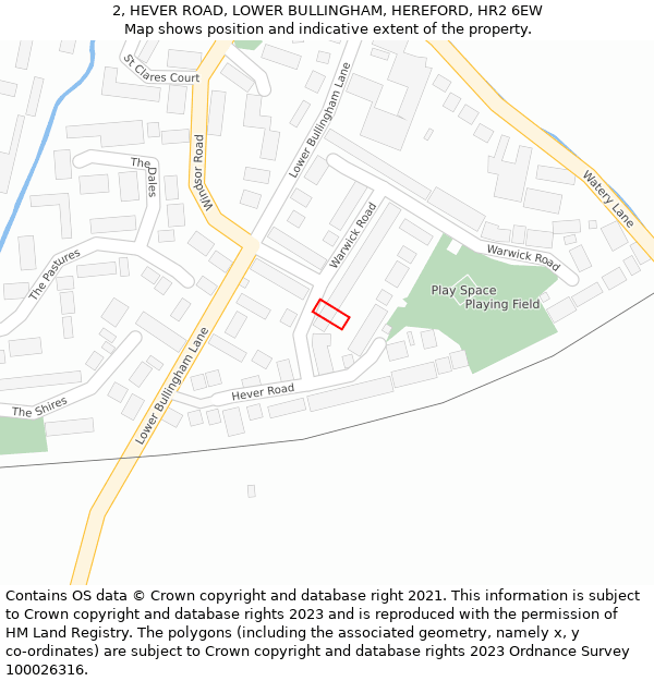 2, HEVER ROAD, LOWER BULLINGHAM, HEREFORD, HR2 6EW: Location map and indicative extent of plot