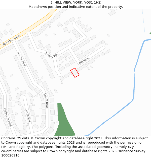 2, HILL VIEW, YORK, YO31 1HZ: Location map and indicative extent of plot