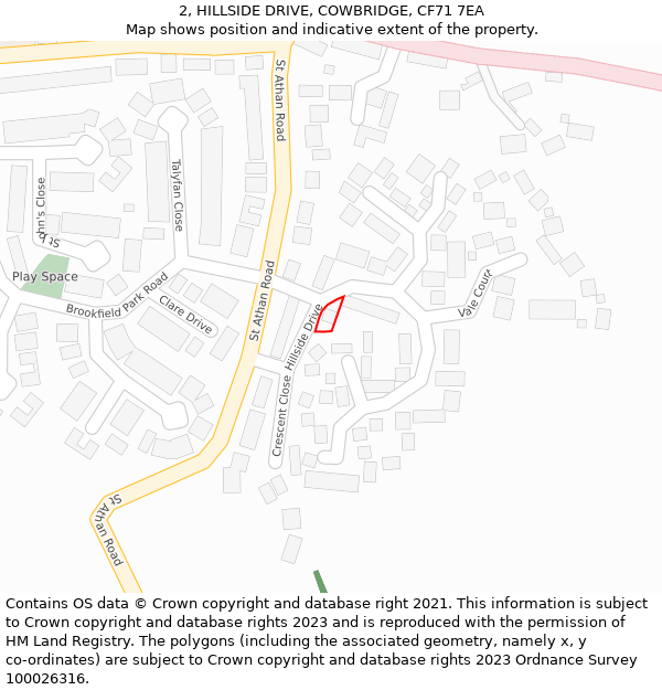 2, HILLSIDE DRIVE, COWBRIDGE, CF71 7EA: Location map and indicative extent of plot