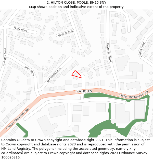 2, HILTON CLOSE, POOLE, BH15 3NY: Location map and indicative extent of plot