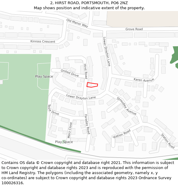 2, HIRST ROAD, PORTSMOUTH, PO6 2NZ: Location map and indicative extent of plot