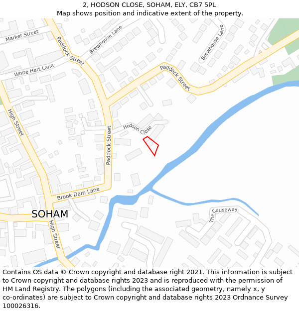 2, HODSON CLOSE, SOHAM, ELY, CB7 5PL: Location map and indicative extent of plot