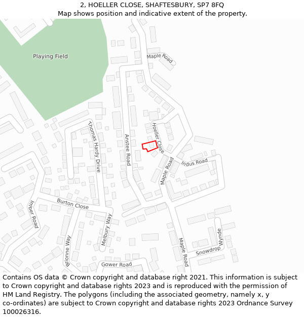 2, HOELLER CLOSE, SHAFTESBURY, SP7 8FQ: Location map and indicative extent of plot