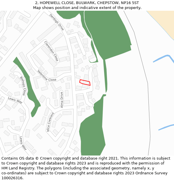 2, HOPEWELL CLOSE, BULWARK, CHEPSTOW, NP16 5ST: Location map and indicative extent of plot