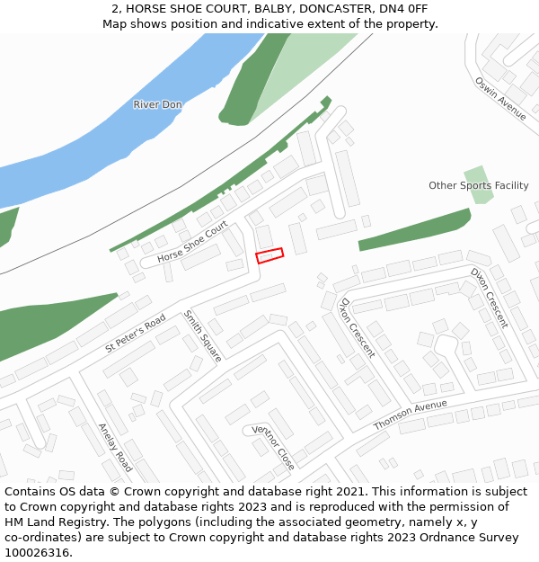 2, HORSE SHOE COURT, BALBY, DONCASTER, DN4 0FF: Location map and indicative extent of plot