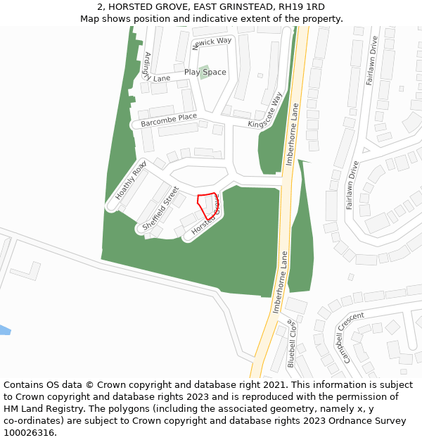 2, HORSTED GROVE, EAST GRINSTEAD, RH19 1RD: Location map and indicative extent of plot
