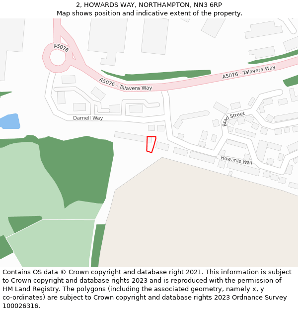 2, HOWARDS WAY, NORTHAMPTON, NN3 6RP: Location map and indicative extent of plot
