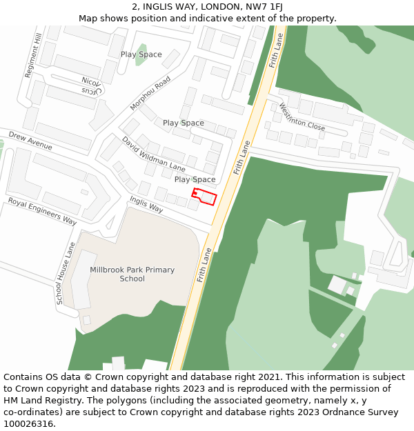 2, INGLIS WAY, LONDON, NW7 1FJ: Location map and indicative extent of plot