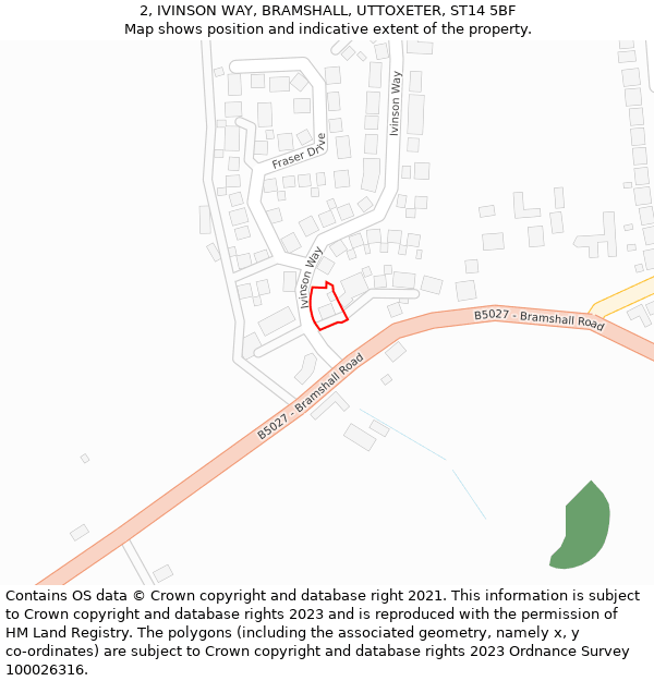 2, IVINSON WAY, BRAMSHALL, UTTOXETER, ST14 5BF: Location map and indicative extent of plot