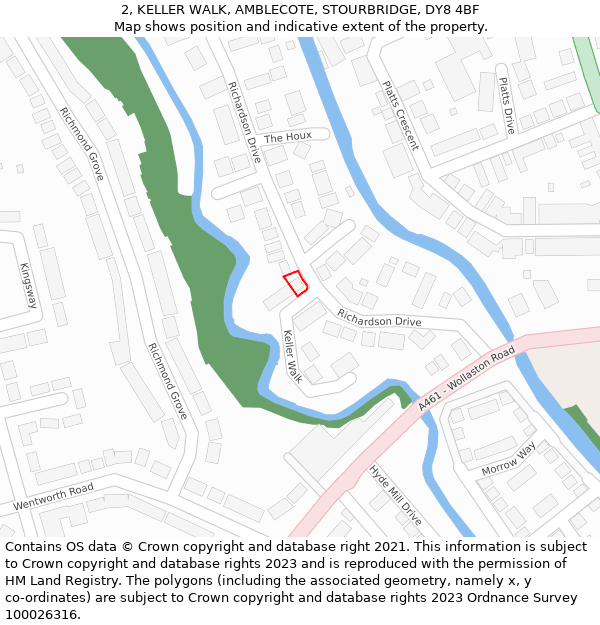 2, KELLER WALK, AMBLECOTE, STOURBRIDGE, DY8 4BF: Location map and indicative extent of plot