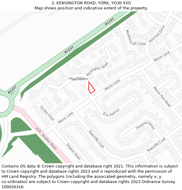 2, KENSINGTON ROAD, YORK, YO30 5XG: Location map and indicative extent of plot