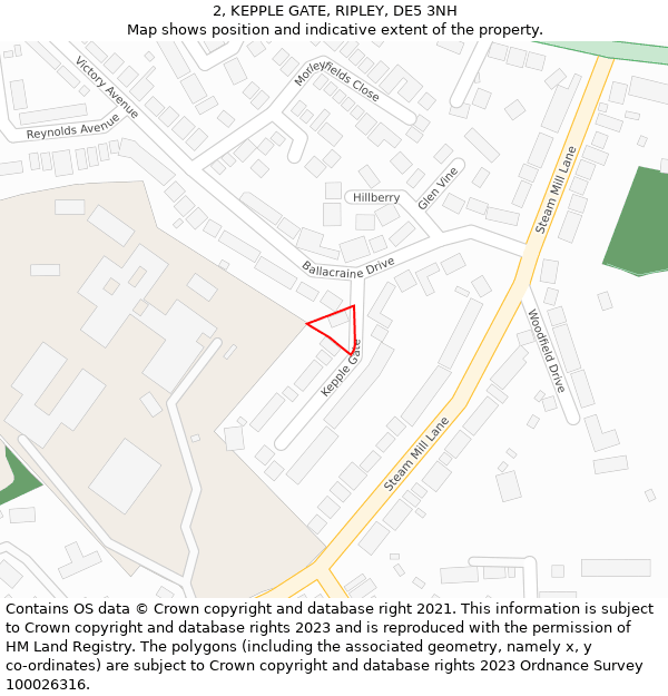 2, KEPPLE GATE, RIPLEY, DE5 3NH: Location map and indicative extent of plot