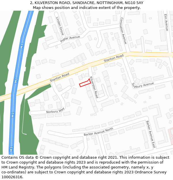 2, KILVERSTON ROAD, SANDIACRE, NOTTINGHAM, NG10 5AY: Location map and indicative extent of plot