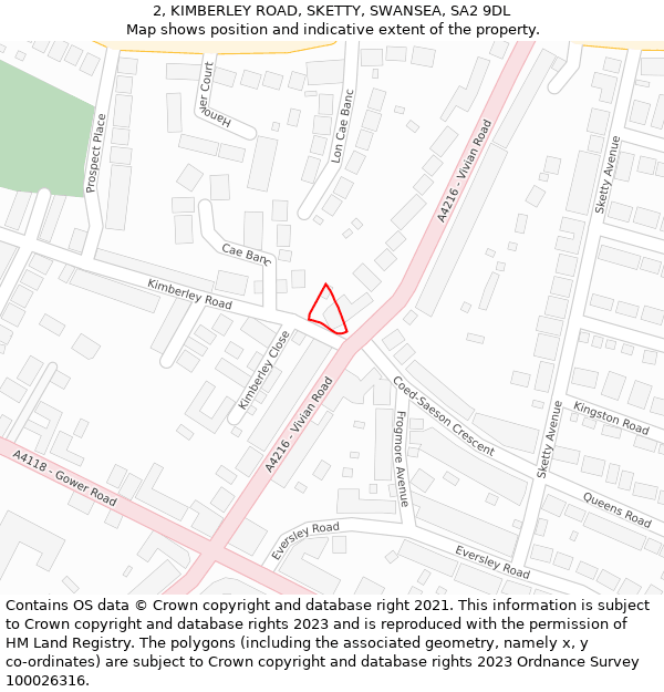 2, KIMBERLEY ROAD, SKETTY, SWANSEA, SA2 9DL: Location map and indicative extent of plot