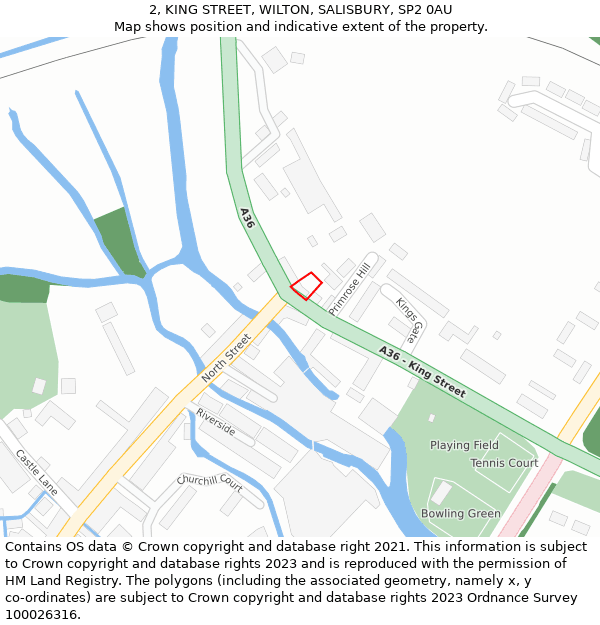2, KING STREET, WILTON, SALISBURY, SP2 0AU: Location map and indicative extent of plot